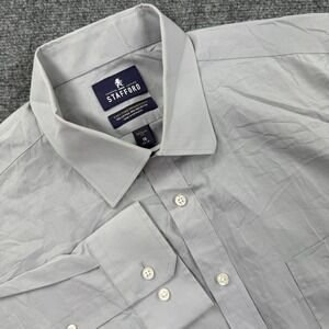 Stafford Dress Shirt 18 34-35 Gray Easy Care Broadcloth Regular Fit Mens